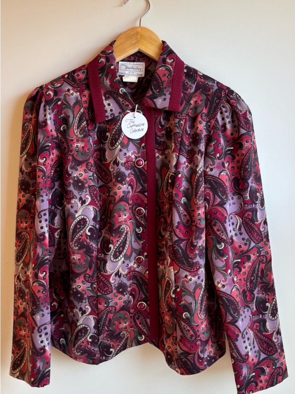 Vintage Paisley Blouse in Burgundy & Purple